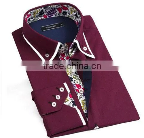Mens Italian Slim Fit Shirt contrast collar fashion dress shirts
