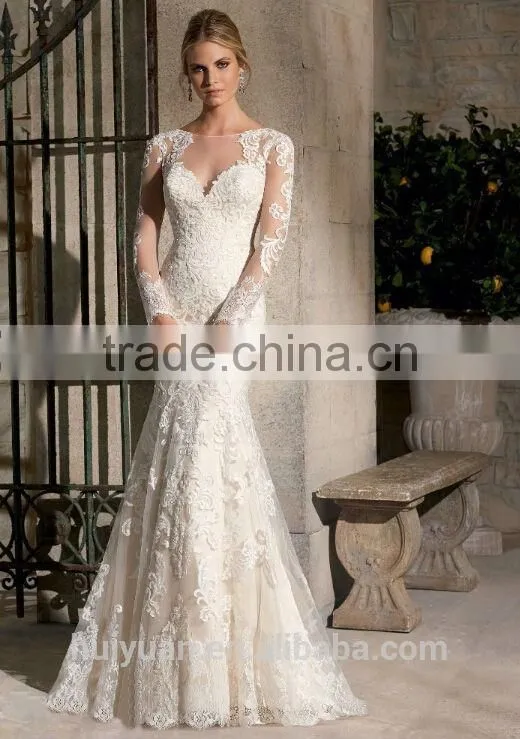 indian fancy strap lace mermaid elegant wedding dress