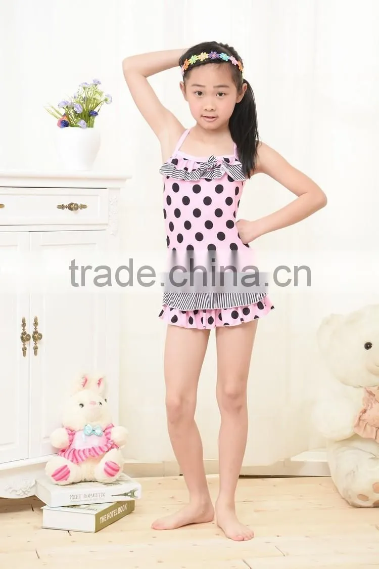 Factory price light pink black dots children's swimwear kids swinwear a little baby swimwear /kids bikini