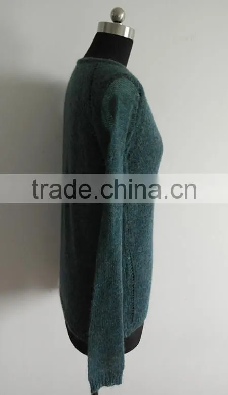 Fashion ladies V neck pullover with bead around neck style