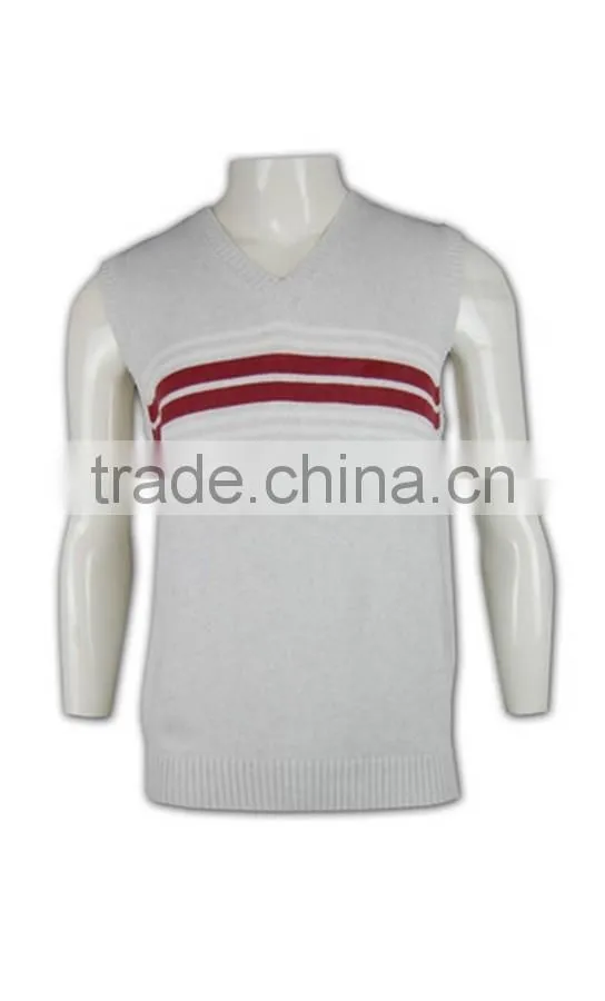 ISO9001/BSCI Manufature high quality light grey stylish striped knitted vest