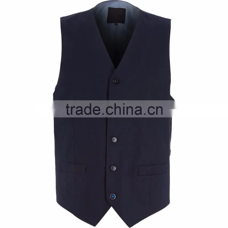 Plain Style Premium Cotton Midnight Blue Three-Piece Suit for Male