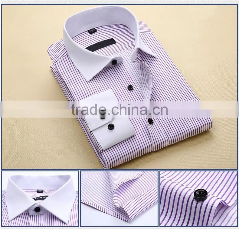 China shirt factory competitive price oem fashionable perfect quality stripe pattern men's dress shirt with long sleeve