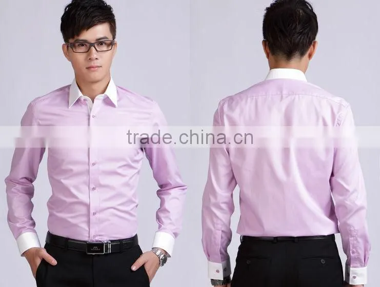 Slim blue light color long sleeve small collar cotton men shirts