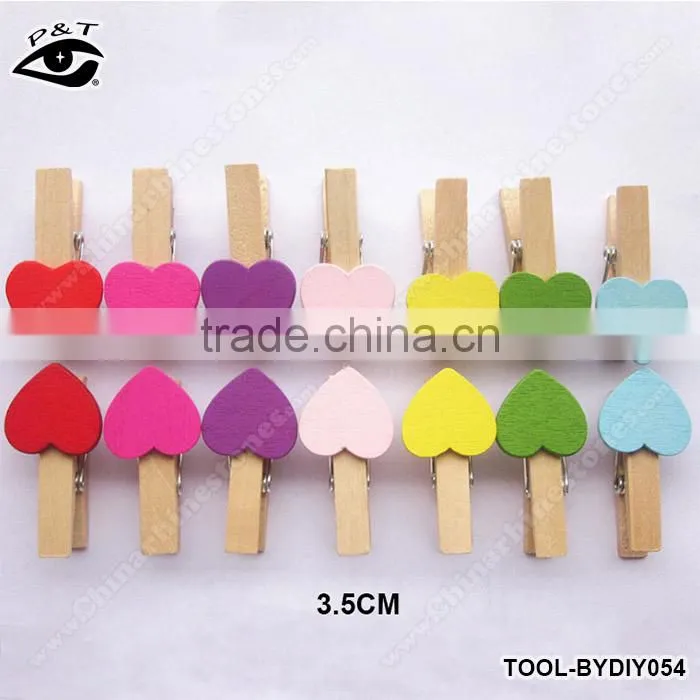 Mini Heart Love wooden craft clips For Photo Wall Papers Party DIY tools
