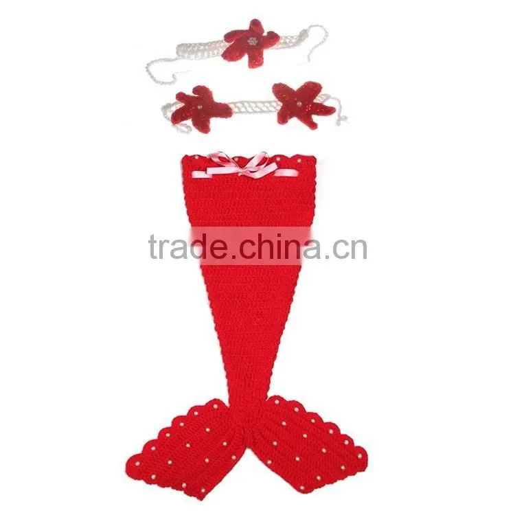 2017 Newborn Baby Knit Crochet Mermaid Headband Costume Photo Prop