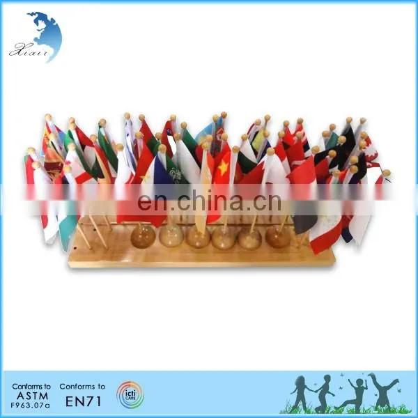 Early learing eco-friendly geography montessori flag stand toy