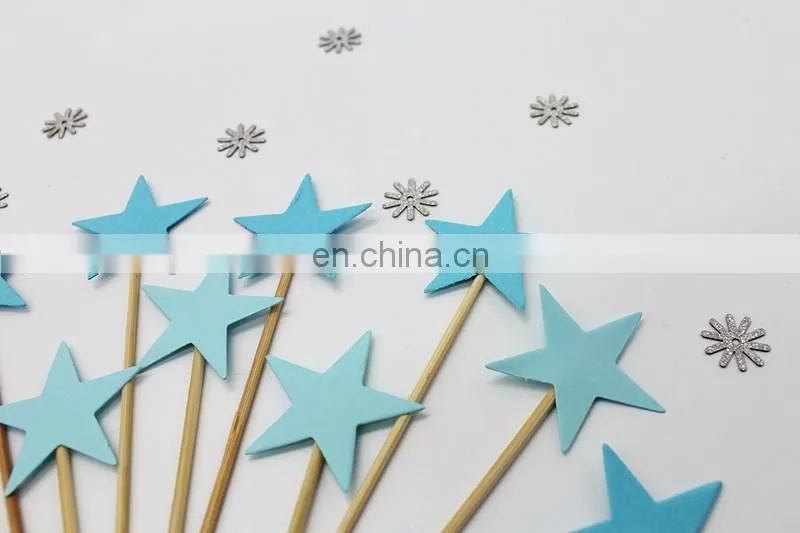 Blue Stars Cupcake Topper Birthday Party Cake Decorations