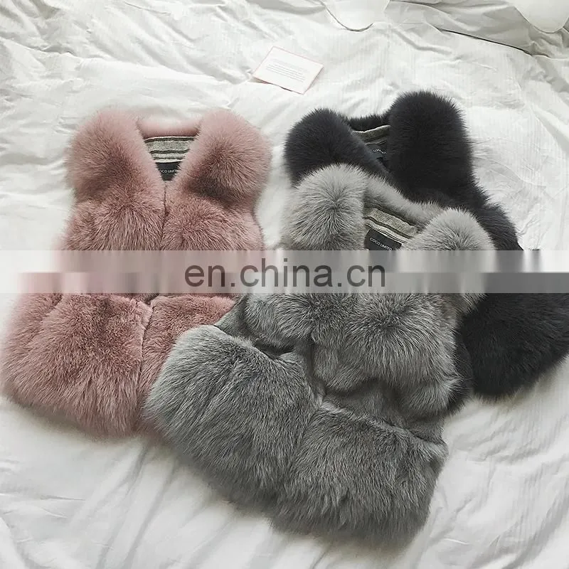 Factory Wholesale Fashion New Style Classical Pattern Lady Fur Waistcoat Fur Gilet Fox Fur Vest