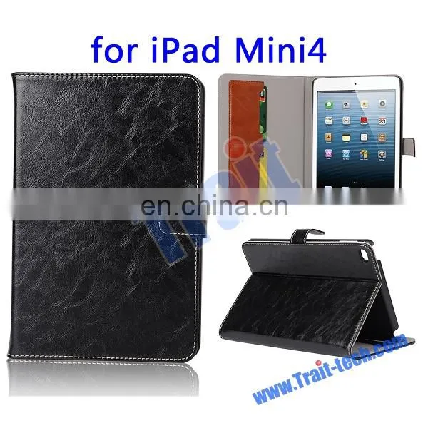 2015 New Arrival Oil Wax Crazy Horse Pattern for iPad Mini 4 tablet cover