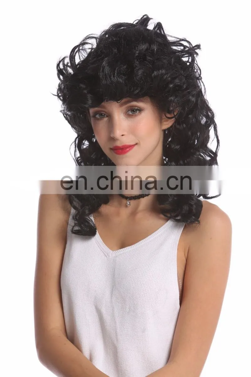 Crazy Party black long wigs P-W204