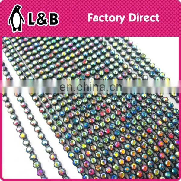 garment accessory SS6/SS8 plastic multi colors rhinestone banding