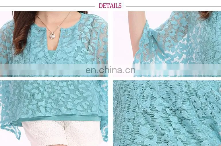 Jaquard Lace Free Size Poncho Cover-up Blouse for Old lady