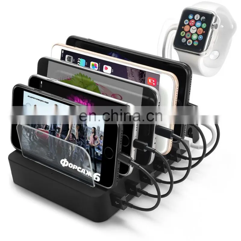 factory multi-function watch charge holder station restaurant cell phone tablet charging station organizer