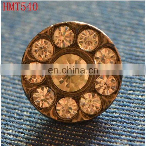 zinc alloy old nickel color jeans button with diamond