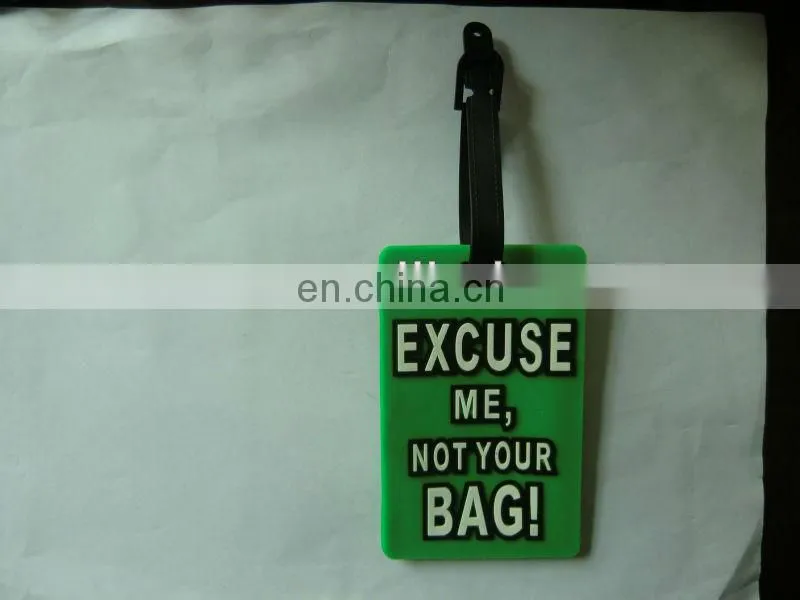 custom made rubber luggage tag with words