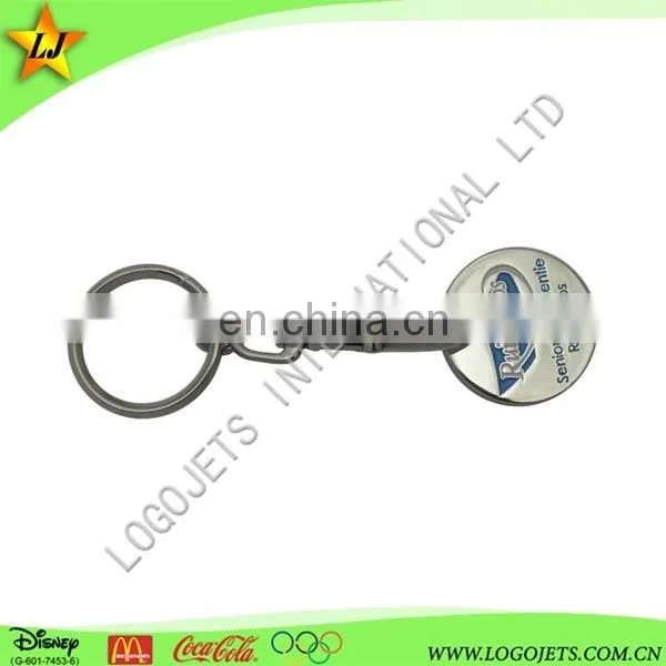 round metal shopping trolley coin key chain