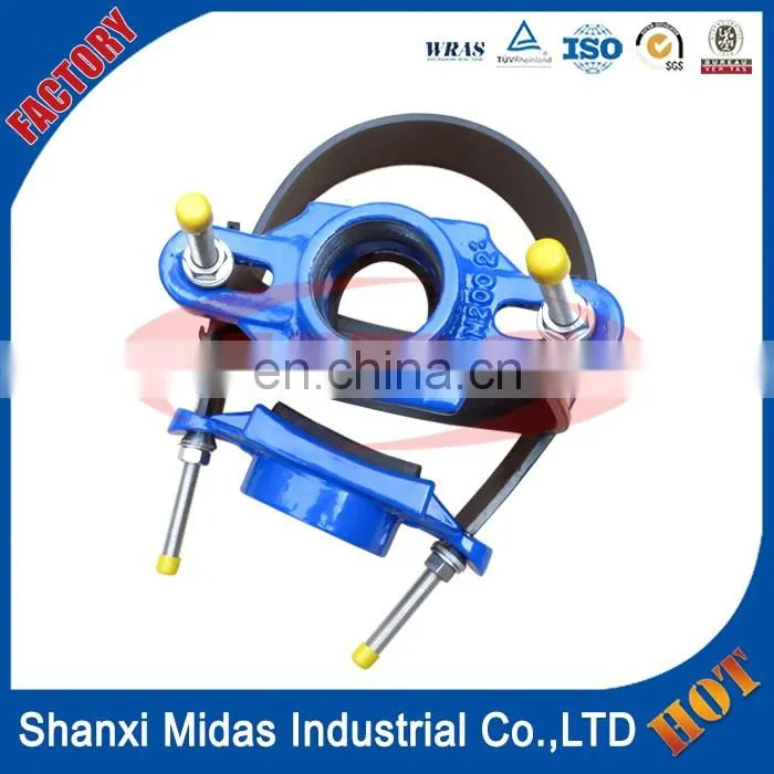 Tapping saddle clamp with Stainless Steel Bend for DI pipe, DCI pipe