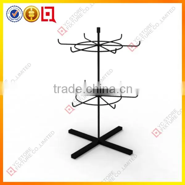 6 Hooks White Metal Rotating Display Stand