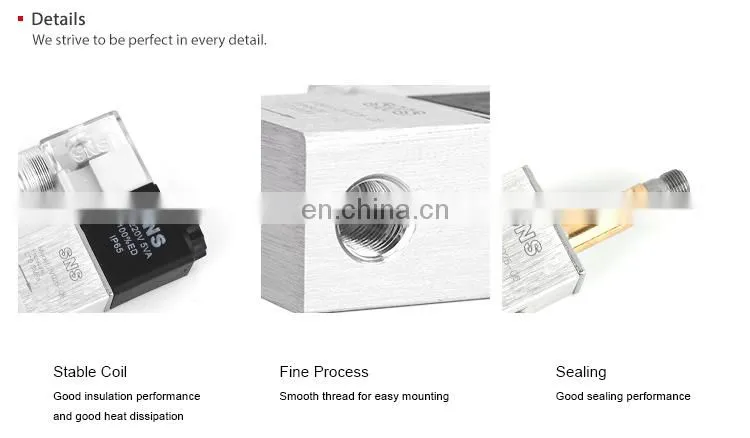 SNS pneumatic 2V series 2/2 way normally closed direct-acting 2V025-08 air solenoid valve