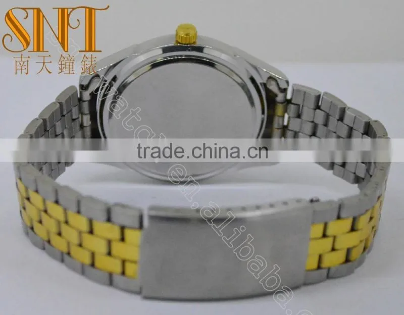 SNT silver alloy case, silver with gold stainless steel watch