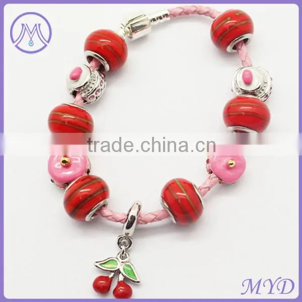 European style 925 sterling silver plated women beaded bracelets
