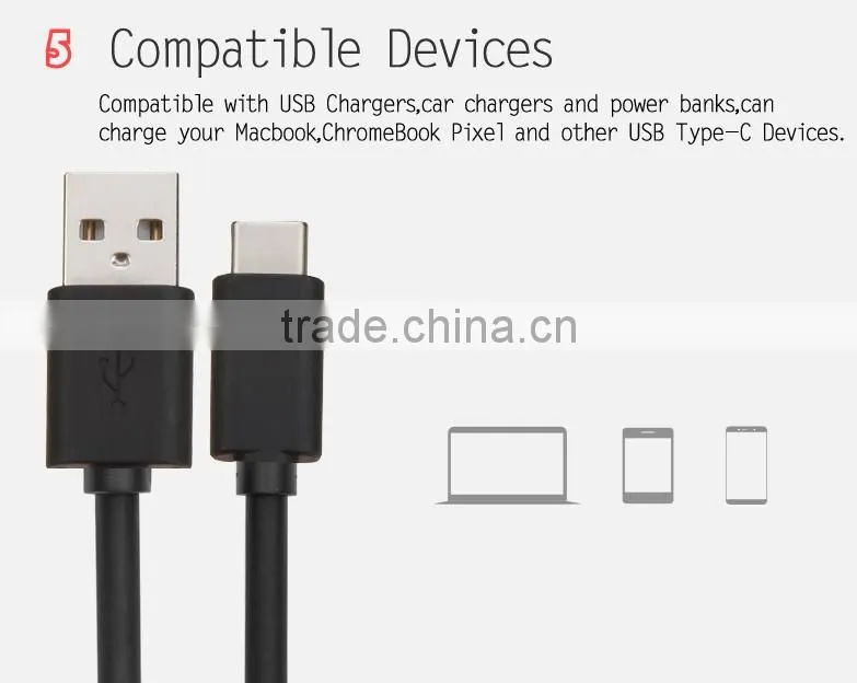 White super speed usb sync & charge cable usb 3.1 type c to usb 2.0 A Type