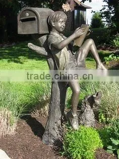boy and postbox bronze sculpture