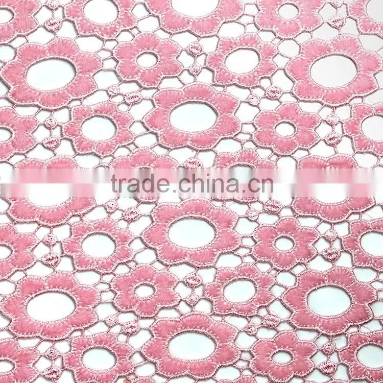 Wholesales woolen red/pink/blue laser embroidery design nets flower geometry style lace fabric