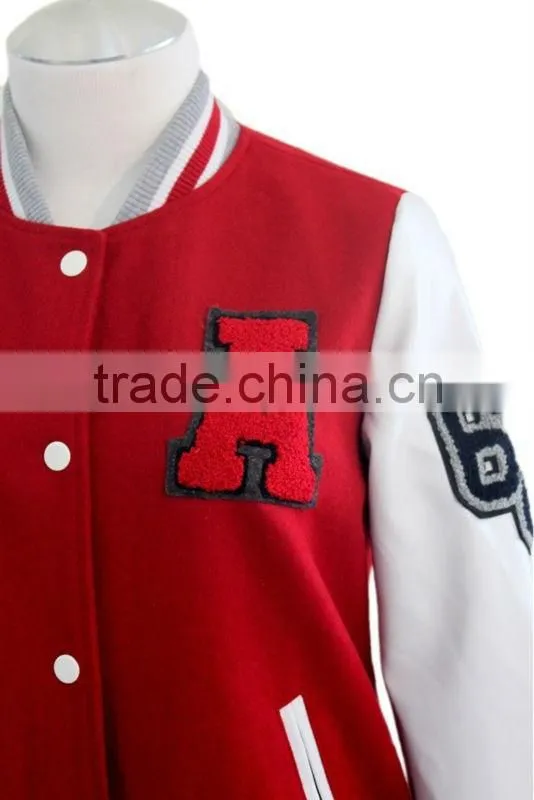 Red Wool Leather Varsity Letterman Jacket