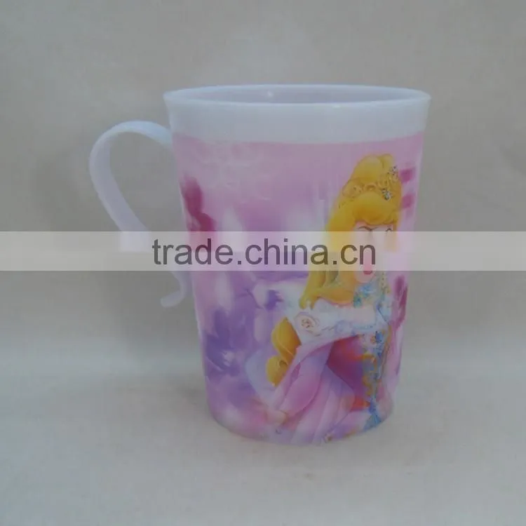 superior design BPA Free pp plastic coffee mug with a handle, colorful painting