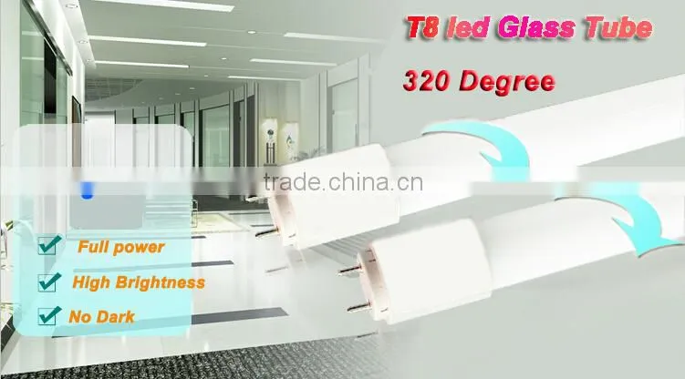 New home office led lighting glass led tube 2ft 4ft 5ft T8 9w 18watt led glass tube