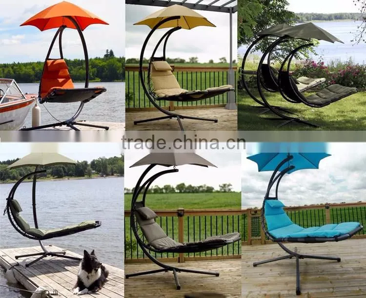 Colorful Outdoor Leisure Patio Arc Stand And Canopy Adult Hanging Single Seat Chair Swing