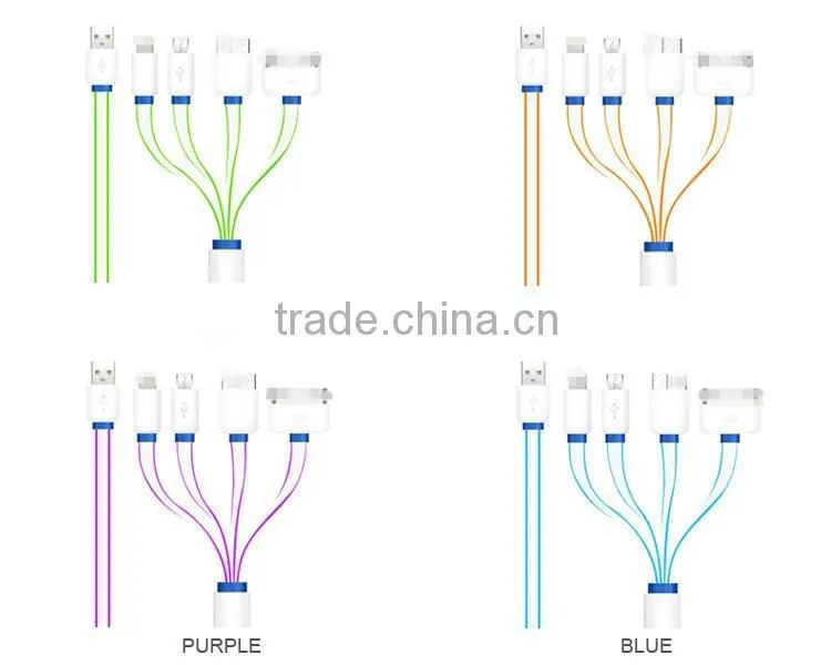 Factory price male to usb female cable, micro usb data charging cable 4 in 1