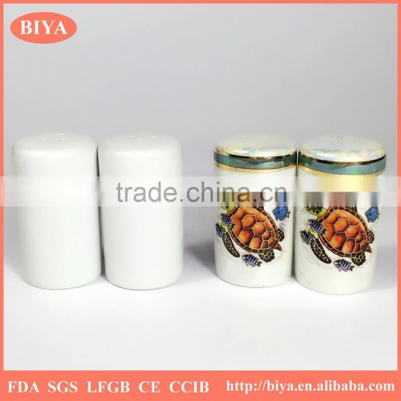 chaozhou factory manufacture ceramic salt and sepper shaker bottles colorful pearl glazed souvenir bottle