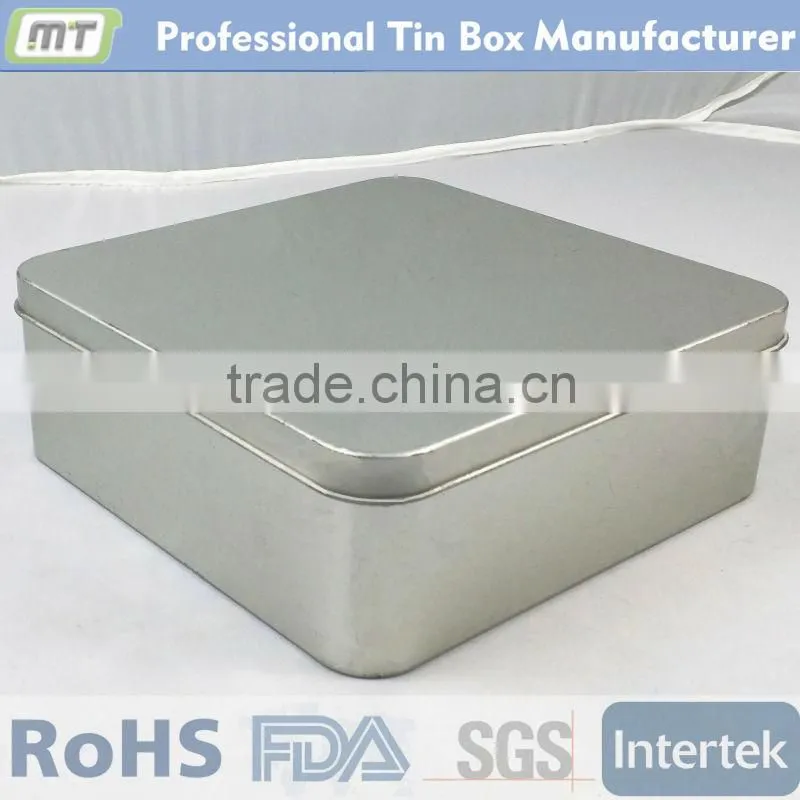 plain silvery square gift tin box