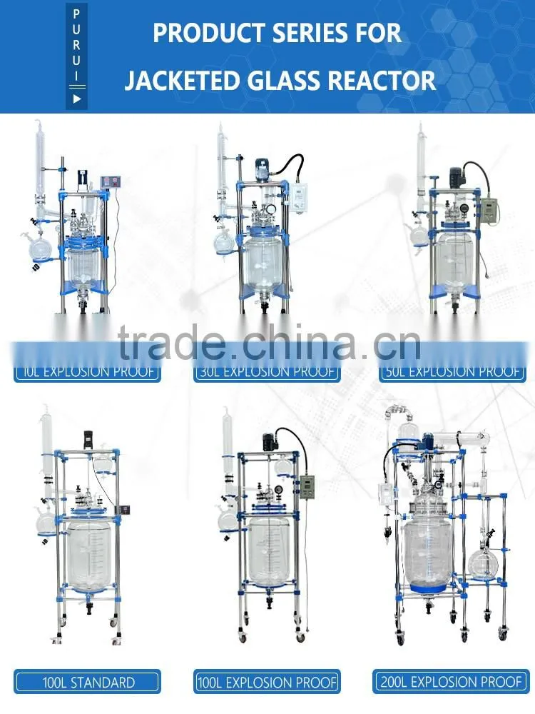 double layer standard jacketed glass reactor 200 liter