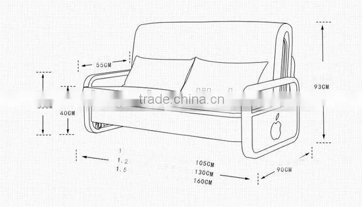 Modern design fabric sofa bed