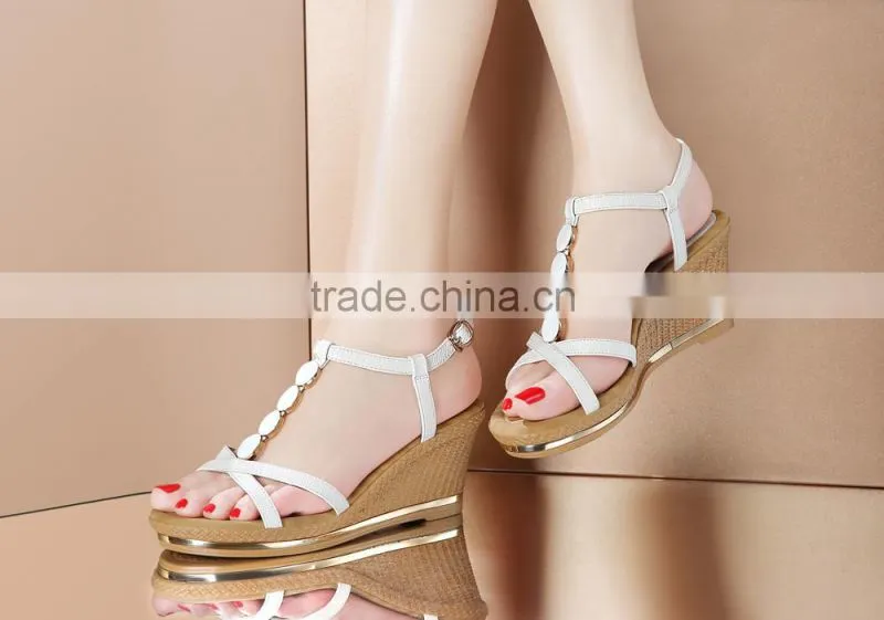 summer fashion design medium heel wedge heel lady sandals