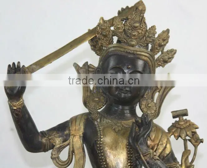 Collect Tibet Antique Bronze MANJUSHRI Buddha Statue