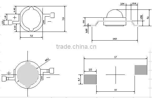 1w white high power led chip 140lm
