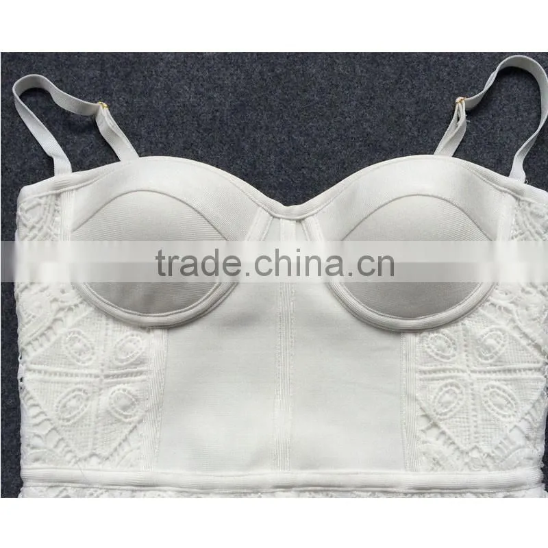 cocktail party wear ladies new model fashion long midi white bustier lace dresses