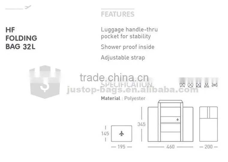 Justop quality foldable luggage travel bags