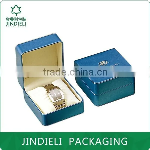 Blue elegant leather watch box packaging for gift