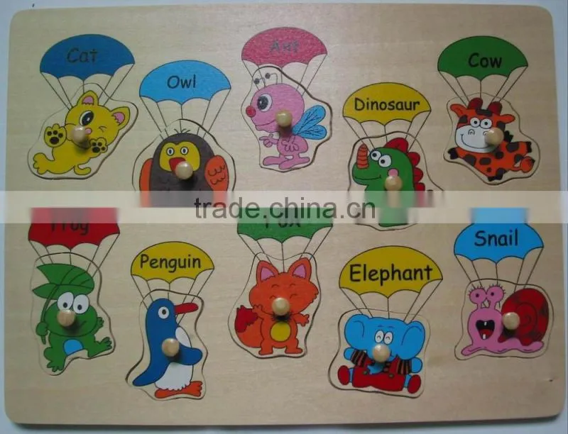Hot selling educational wooden toys parachute puzzle
