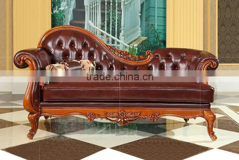 Federal classic chaise longue with wood frame and genuine leather finish O-214