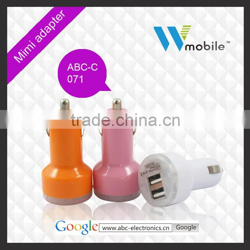 Universal Dual USB Car Charger For iPad for iPhone 5V 2.1A Mix Colors for Choice