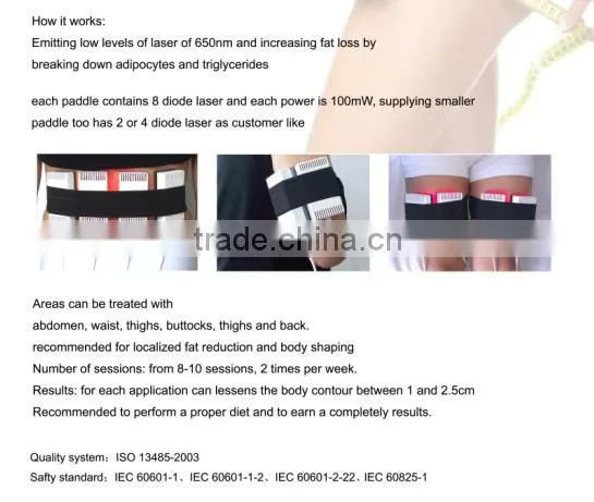 Hot ! CE approved 100MW 8 pads body slimming lipo laser