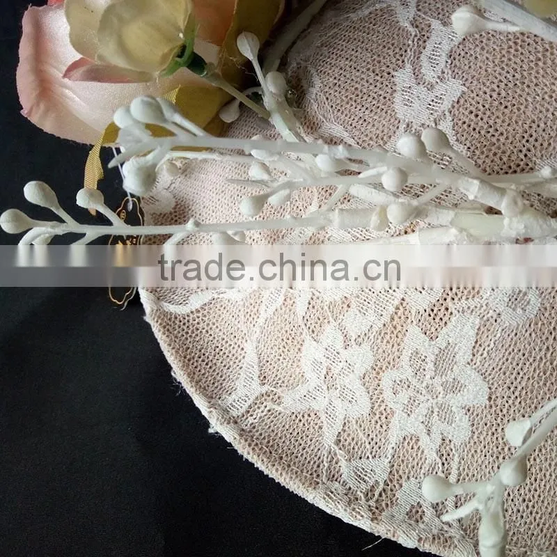 Artificial Rose Flower Lace Coverage Lady Sinamay Hat