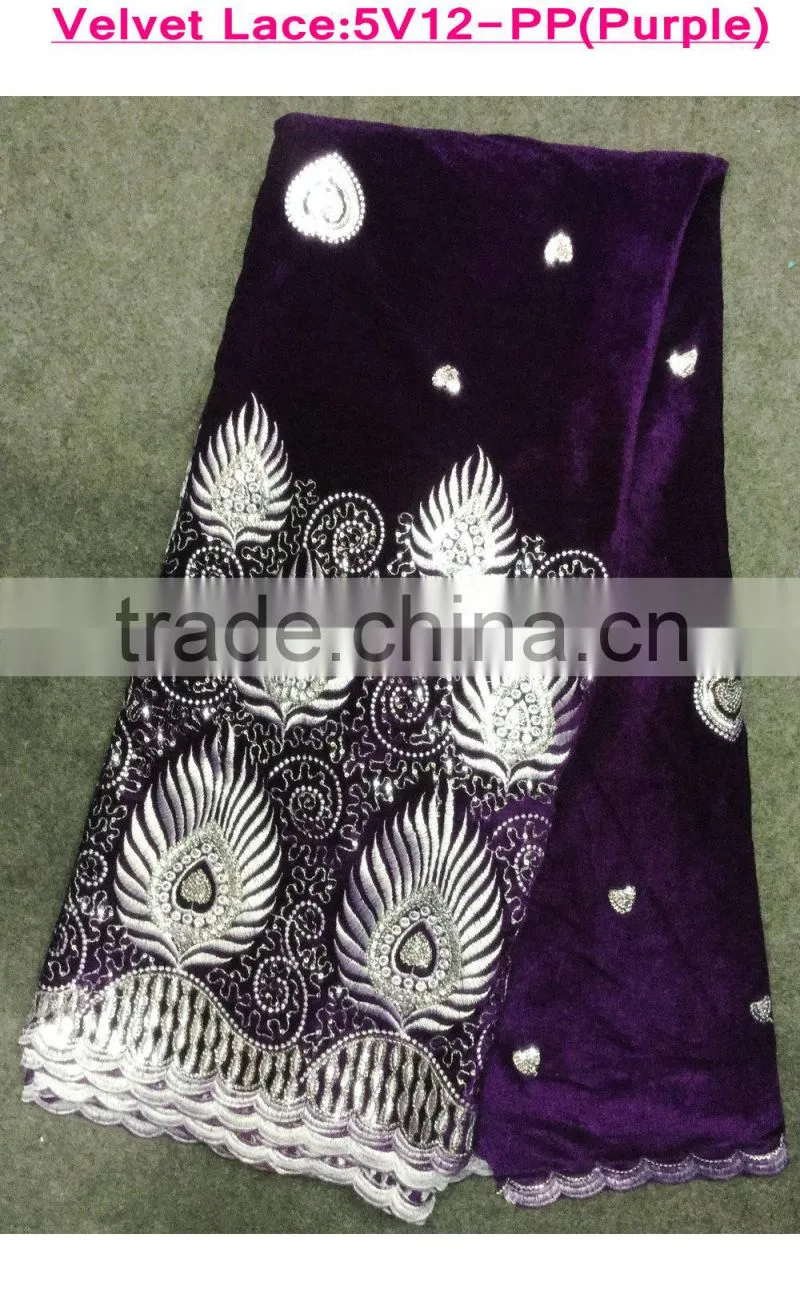 Promotional handcut velvet african lace silver velvet for lady's dressing